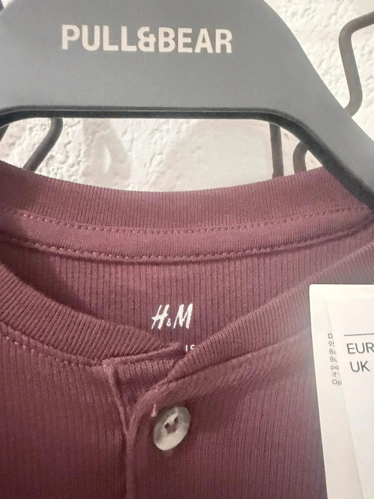 Camiseta de manga larga acanalada de algodón orgánico burdeos - H&M - 18-24 meses – photo 3